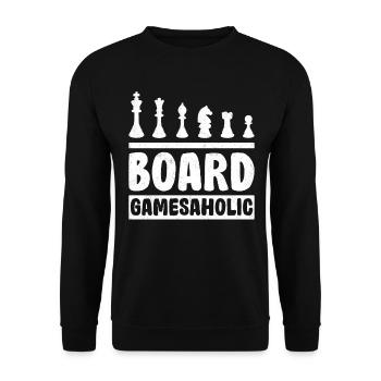 Board Gamesaholic Chess Player Dice - Unisex Pullover - Schwarz - Vorne - Alina (178cm) & Michal (187cm)