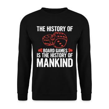The History Of Board Games Strategy Dice Chess - Unisex Pullover - Schwarz - Vorne - Alina (178cm) & Michal (187cm)