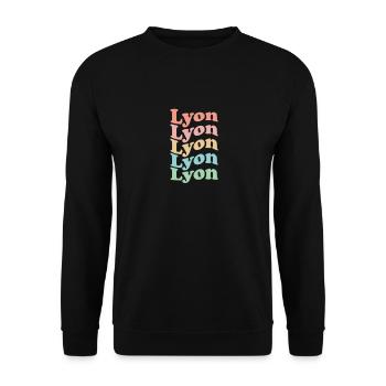 Vintage 70s Hippie France City - Retro Lyon - Sweat-shirt Unisexe - noir - Devant - Alina (178cm) & Michal (187cm)