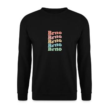 Vintage 70er Hippie Czech Stadt - Retro Brno - Unisex Pullover - Schwarz - Vorne - Alina (178cm) & Michal (187cm)