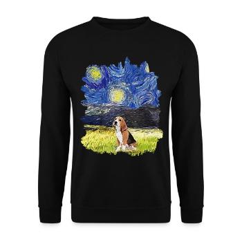 Sternennacht - Beagle - Unisex Pullover - Schwarz - Vorne - Alina (178cm) & Michal (187cm)
