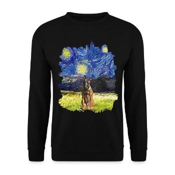 Starry Night - Belgian Malinois - Unisex Sweatshirt - black - Front - Alina (178cm) & Michal (187cm)