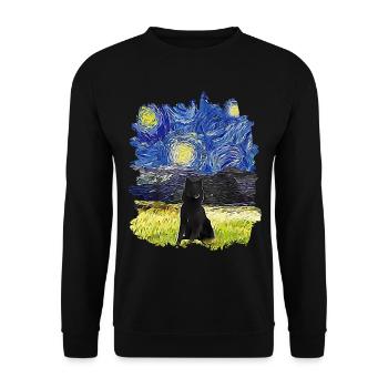 Sternennacht - Shetland Sheepdog - Unisex Pullover - Schwarz - Vorne - Alina (178cm) & Michal (187cm)
