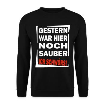 Chaot - Gestern war noch Sauber - Chaos Aufräumen - Unisex Pullover - Schwarz - Vorne - Alina (178cm) & Michal (187cm)