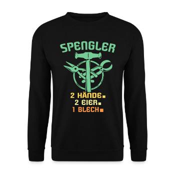 Spengler Spengeln Bauspengler - Unisex Pullover - Schwarz - Vorne - Alina (178cm) & Michal (187cm)