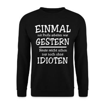 Profis Arbeiten Handwerker - Unisex Pullover - Schwarz - Vorne - Alina (178cm) & Michal (187cm)