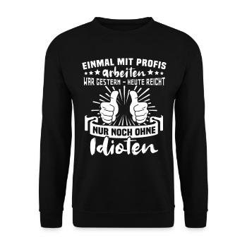Profis Arbeiten Handwerker - Unisex Pullover - Schwarz - Vorne - Alina (178cm) & Michal (187cm)