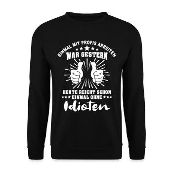 Profis Arbeiten Handwerker - Unisex Pullover - Schwarz - Vorne - Alina (178cm) & Michal (187cm)