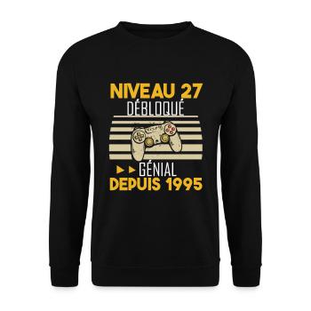 niveau 27 débloqué génial depuis 1995 - Sweat-shirt Unisexe - noir - Devant - Alina (178cm) & Michal (187cm)
