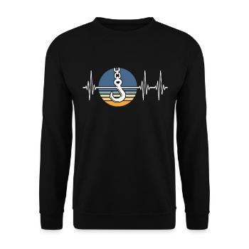 Opérateur de grue ECG Conducteur de grue Heartline - Sweat-shirt Unisexe - noir - Devant - Alina (178cm) & Michal (187cm)