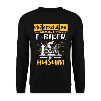 Husum Ebike Husumer Ebiker - Unisex Pullover - Schwarz - Vorne - Alina (178cm) & Michal (187cm)