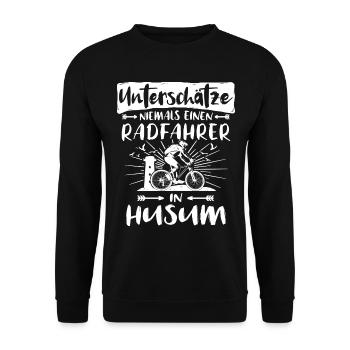 Husum Fahrradfahrer Husumer Radfahrer - Unisex Pullover - Schwarz - Vorne - Alina (178cm) & Michal (187cm)
