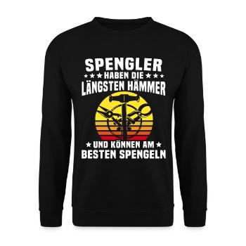 Spengler Bauspengler Spengeln - Unisex Pullover - Schwarz - Vorne - Alina (178cm) & Michal (187cm)
