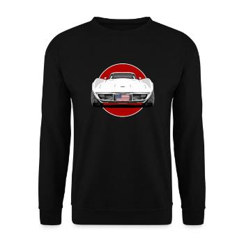 Echtes amerikanisches Muscle-Car - Unisex Pullover - Schwarz - Vorne - Alina (178cm) & Michal (187cm)
