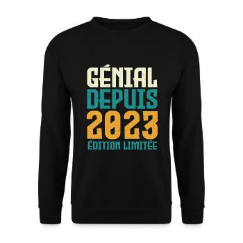 génial depuis 2023 - Sweat-shirt Unisexe - noir - Devant - Alina (178cm) & Michal (187cm)