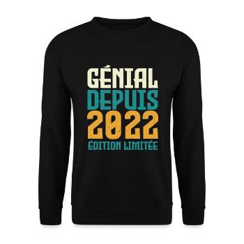 Génial depuis 2022 - Sweat-shirt Unisexe - noir - Devant - Alina (178cm) & Michal (187cm)