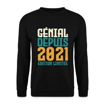 Génial depuis 2021 - Sweat-shirt Unisexe - noir - Devant - Alina (178cm) & Michal (187cm)