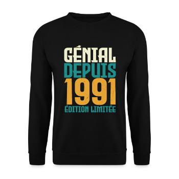 Génial depuis 1991 - Sweat-shirt Unisexe - noir - Devant - Alina (178cm) & Michal (187cm)