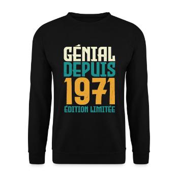 génial depuis 1971 - né en 1971 - anniversaire - Sweat-shirt Unisexe - noir - Devant - Alina (178cm) & Michal (187cm)