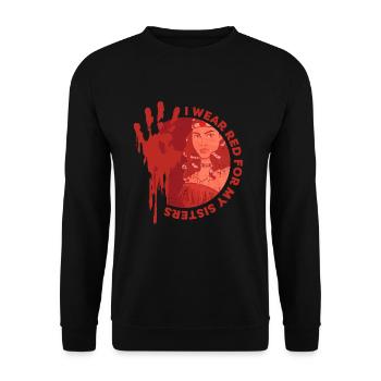 MMIW Awareness - I Wear Red For My Sisters - Unisex Pullover - Schwarz - Vorne - Alina (178cm) & Michal (187cm)