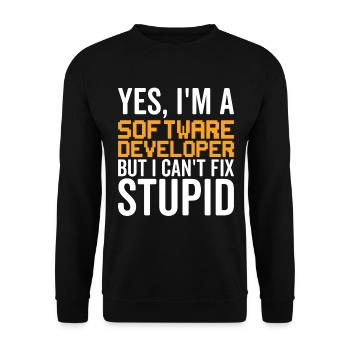 Stupid - Développeur de logiciels - Sweat-shirt Unisexe - noir - Devant - Alina (178cm) & Michal (187cm)