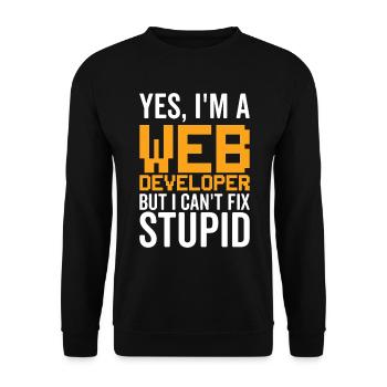 Stupid - Développeur Web - Sweat-shirt Unisexe - noir - Devant - Alina (178cm) & Michal (187cm)