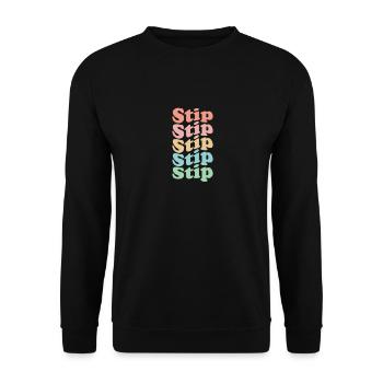 Vintage 70er Hippie Macedonia Stadt - Retro Stip - Unisex Pullover - Schwarz - Vorne - Alina (178cm) & Michal (187cm)