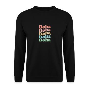 Vintage 70s Hippie Qatar City - Retro Doha - Unisex Sweatshirt - black - Front - Alina (178cm) & Michal (187cm)