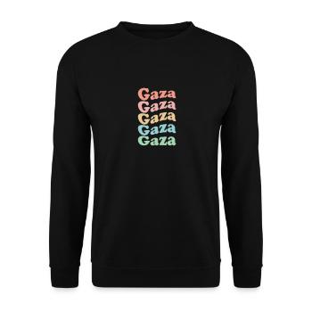 Vintage 70s Hippie Palestine City - Retro Gaza - Unisex Sweatshirt - black - Front - Alina (178cm) & Michal (187cm)
