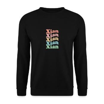 Vintage 70er Hippie China Stadt - Retro Xian - Unisex Pullover - Schwarz - Vorne - Alina (178cm) & Michal (187cm)