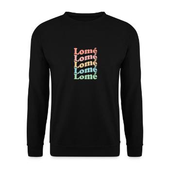 Vintage 70er Hippie Togo Stadt - Retro Lomé - Unisex Pullover - Schwarz - Vorne - Alina (178cm) & Michal (187cm)