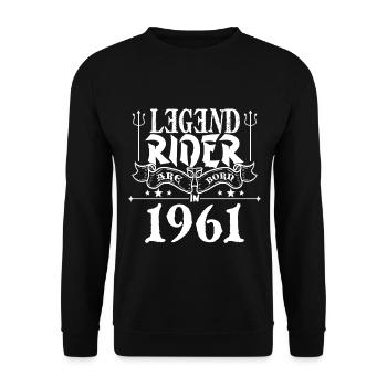 Legend rider Are born in 1961 - Sweat-shirt Unisexe - noir - Devant - Alina (178cm) & Michal (187cm)