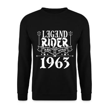 Legend rider Are born in 1963 - Sweat-shirt Unisexe - noir - Devant - Alina (178cm) & Michal (187cm)