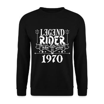 Legend rider Are born in 1970 - Sweat-shirt Unisexe - noir - Devant - Alina (178cm) & Michal (187cm)