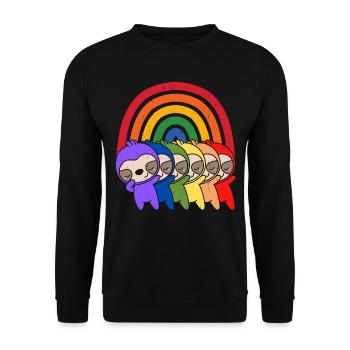 Bunte Regenbogen Faultiere - Unisex Pullover - Schwarz - Vorne - Alina (178cm) & Michal (187cm)