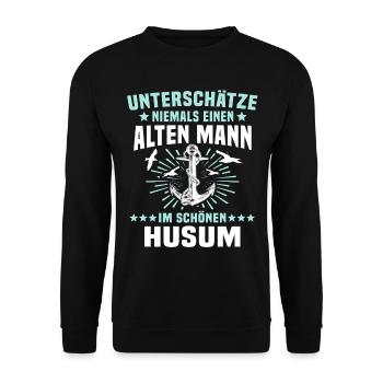 Husum Männer Husumer Mann - Unisex Pullover - Schwarz - Vorne - Alina (178cm) & Michal (187cm)
