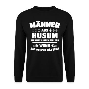 Husum Männer Husumer Mann - Unisex Pullover - Schwarz - Vorne - Alina (178cm) & Michal (187cm)