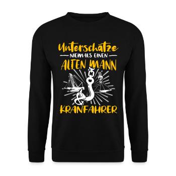 Kranführer Kranfahrer Kran Raupenkran - Unisex Pullover - Schwarz - Vorne - Alina (178cm) & Michal (187cm)