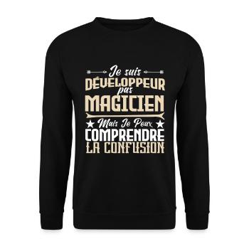 je suis Développeur pas magicien - Sweat-shirt Unisexe - noir - Devant - Alina (178cm) & Michal (187cm)