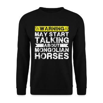 Über Mongolisches Pferd Sprechen - Unisex Pullover - Schwarz - Vorne - Alina (178cm) & Michal (187cm)