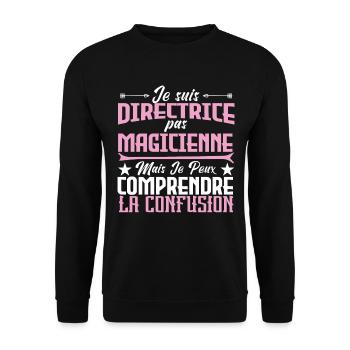 je suis Directrice pas magicien - Sweat-shirt Unisexe - noir - Devant - Alina (178cm) & Michal (187cm)