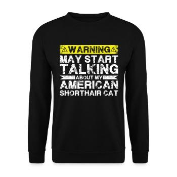 Über American Shorthair Cat Sprechen - Unisex Pullover - Schwarz - Vorne - Alina (178cm) & Michal (187cm)