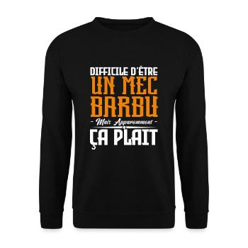 mec barbu, citations barbe, cadeau mec - Sweat-shirt Unisexe - noir - Devant - Alina (178cm) & Michal (187cm)