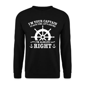 Captain is always right Captain - Unisex Sweatshirt - black - Front - Alina (178cm) & Michal (187cm)