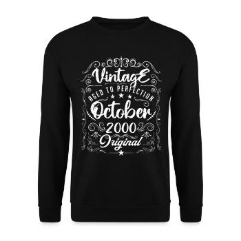 Vintage GEBOREN IM OKTOBER 2000. - Unisex Pullover - Schwarz - Vorne - Alina (178cm) & Michal (187cm)