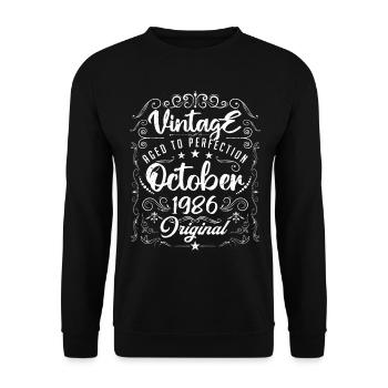 Vintage BORN IN OCTOBER 1986. - Sweat-shirt Unisexe - noir - Devant - Alina (178cm) & Michal (187cm)