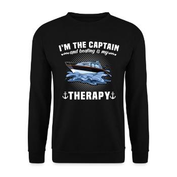 Captain Sailing Motorboat Captain - Unisex Sweatshirt - black - Front - Alina (178cm) & Michal (187cm)