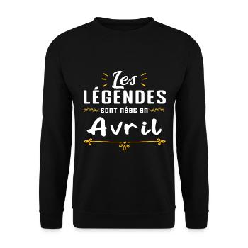 Les légendes sont nées en Avril. cadeau annive - Sweat-shirt Unisexe - noir - Devant - Alina (178cm) & Michal (187cm)