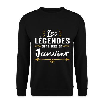 Les légendes sont nés en Février - Sweat-shirt Unisexe - noir - Devant - Alina (178cm) & Michal (187cm)