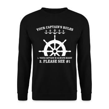 Captain My Boat My Rules Kapitän - Unisex Sweatshirt - black - Front - Alina (178cm) & Michal (187cm)